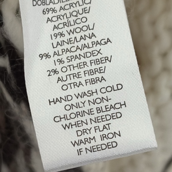 New LOFT Fair Isle Embellished Crewneck Sweater Wool Alpaca Blend Size L - Picture 9 of 10